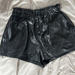 SHEIN Black High Waist Faux Leather Shorts